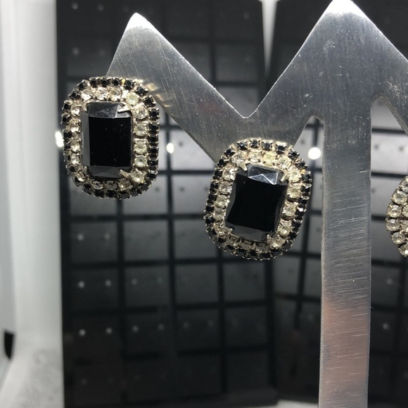 BUNDLE lot 2 vintage rhinestone formal glam statement earrings. - Picture 5 of 6